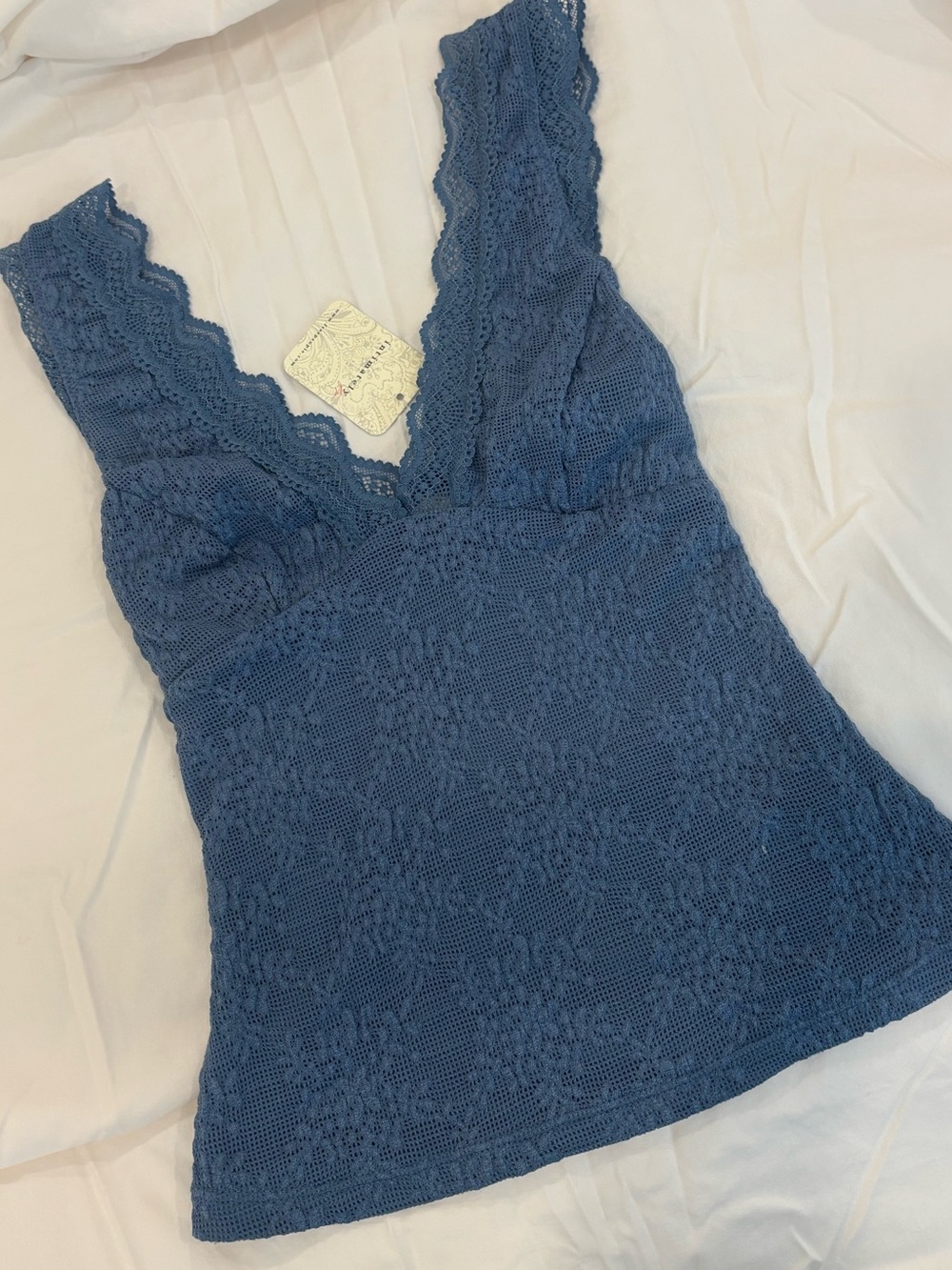 Free People XS Blue Hills Loved You First Lace Cami